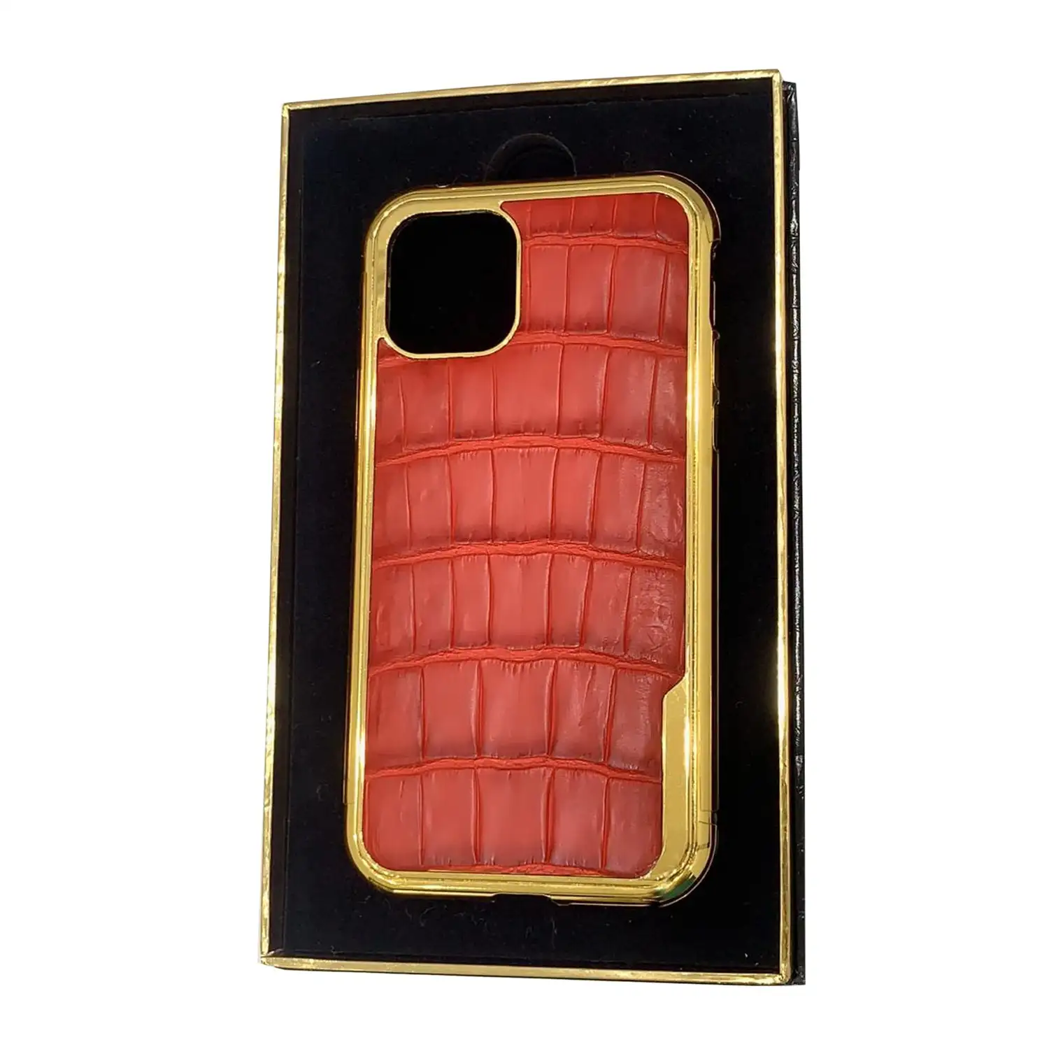Goldprivé 24K Gold iPhone Crocodile Leather Case Red 24K Gold iPhone Leather Case Red