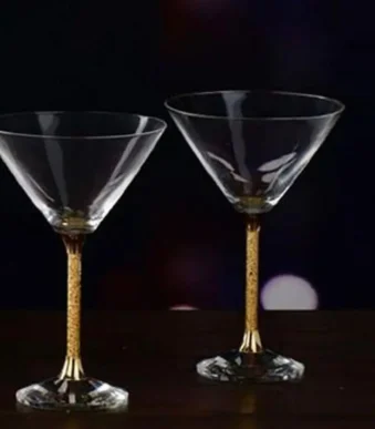 24K Crystal Martini Glass