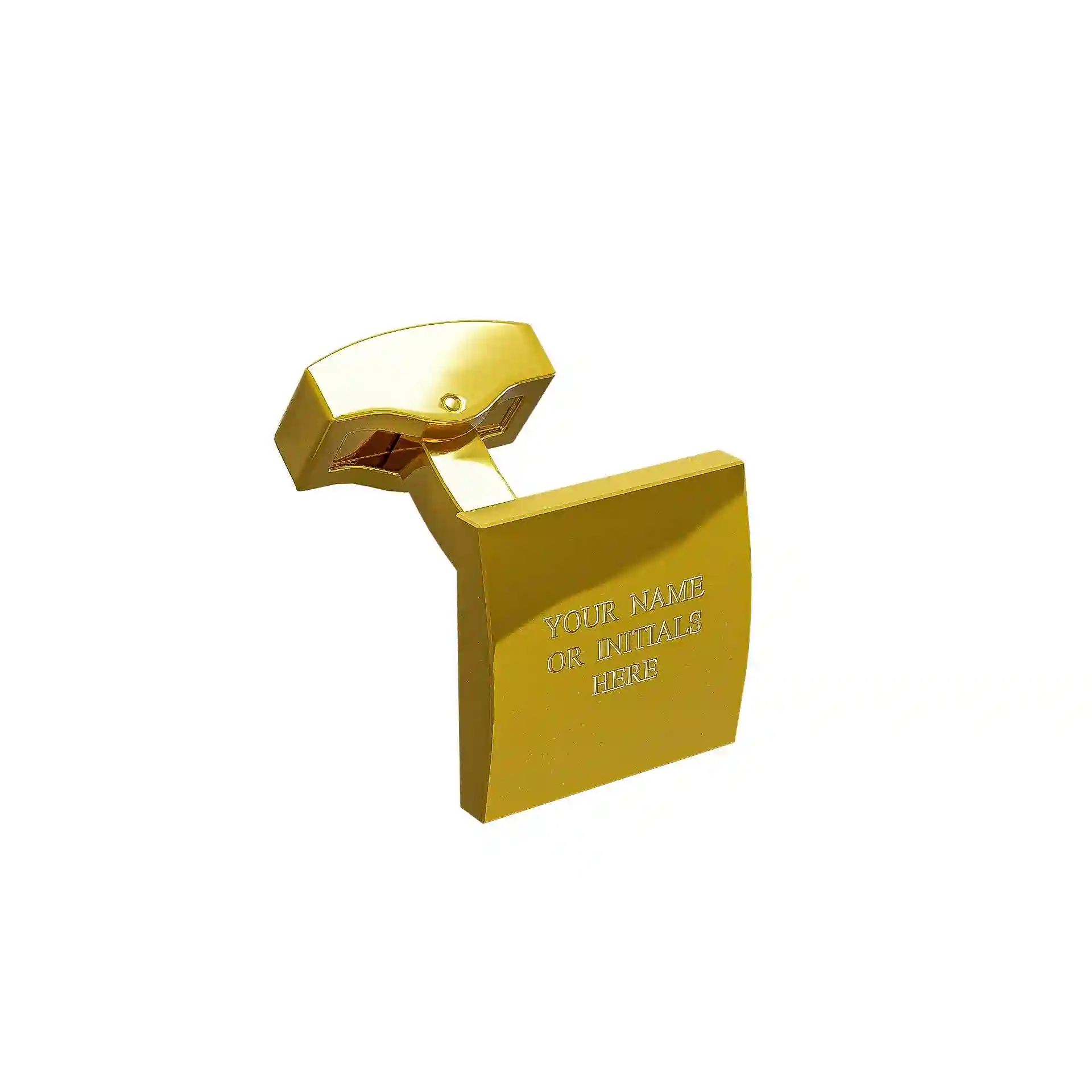 24K Gold Square Cufflinks engraving detail — matched pair showing aligned engraving on the square faces