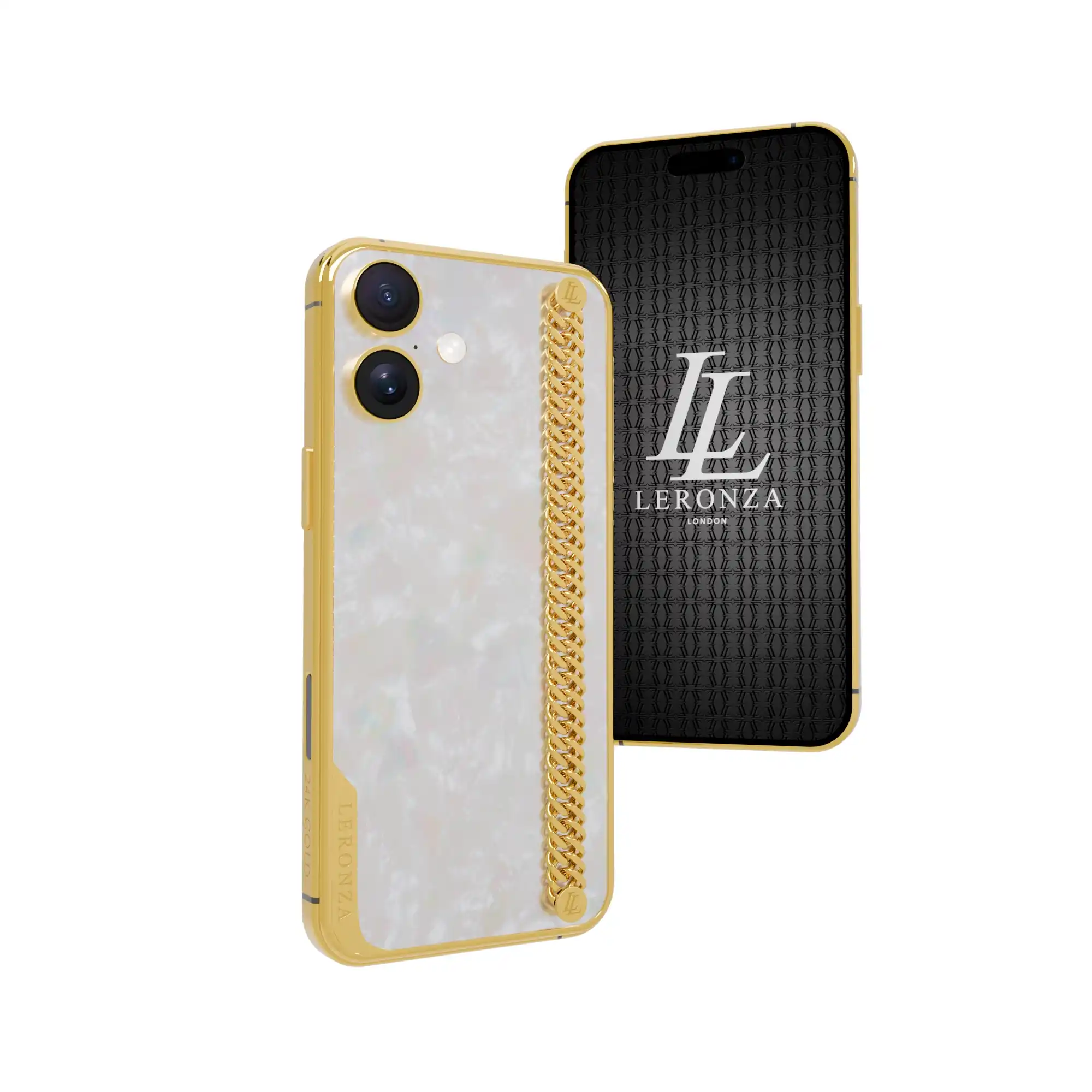 iPhone 16 & 16 Plus 24K Gold Full Mother of Pearl | Goldprivé Gold iPhone 16 Plus Pearl