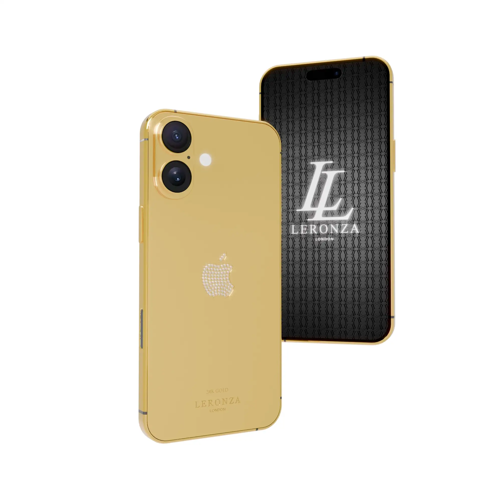 24K Gold iPhone 16 Plus with Diamond Apple Logo – Iconix 24k Gold iPhone 16 Plus Diamond logo