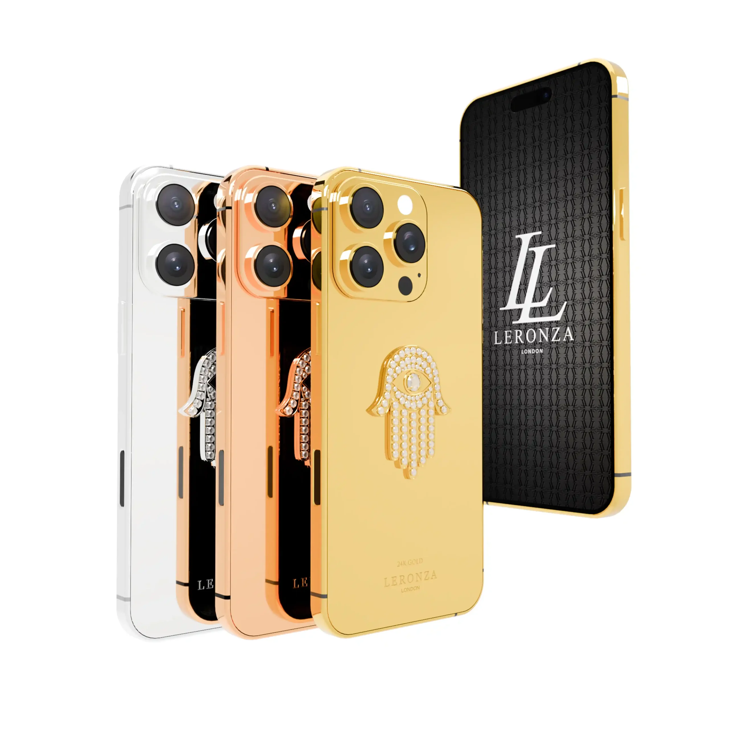 18k Solid Gold Seraphic Hamsa Blessing iPhone 16 Pro and Max | Goldprivé 18k Solid Gold iPhone 16 Pro