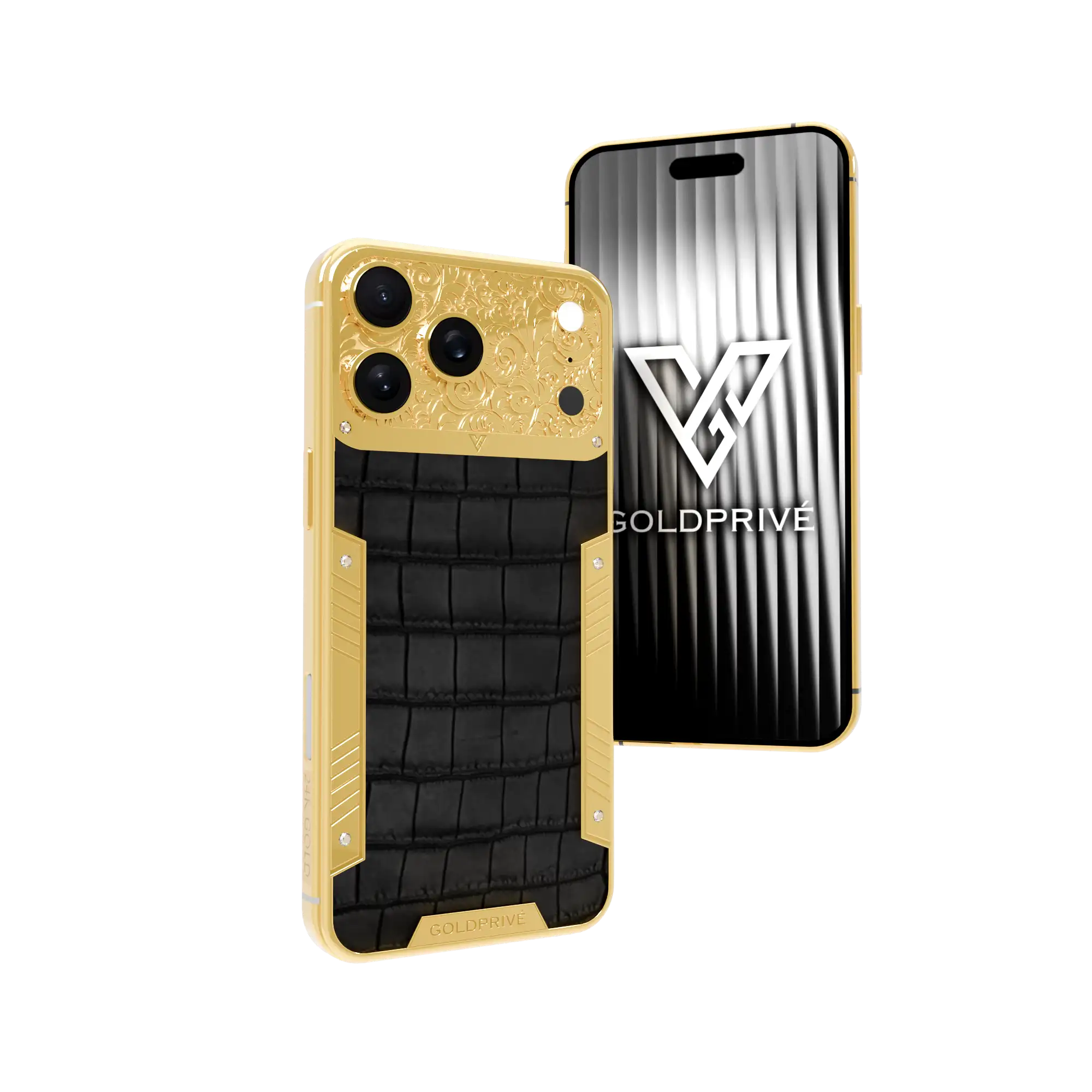 24K Goldprive iPhone 17 Pro Max Black Crocodile leather Edition.webp Exotic Royale iPhone 17 Pro and Max in 24K Gold, Rose Gold & Platinum - Image 1