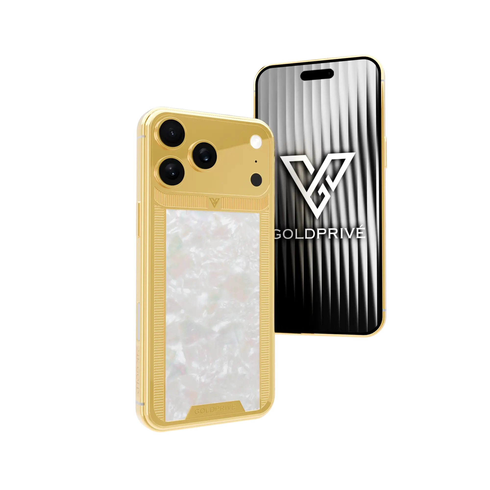 24K Goldprive iPhone 17 Pro Max Mother of Pearl Classic white Noble Pearl iPhone 17 Pro and Max in 24K Gold, Rose Gold & Platinum - Image 1