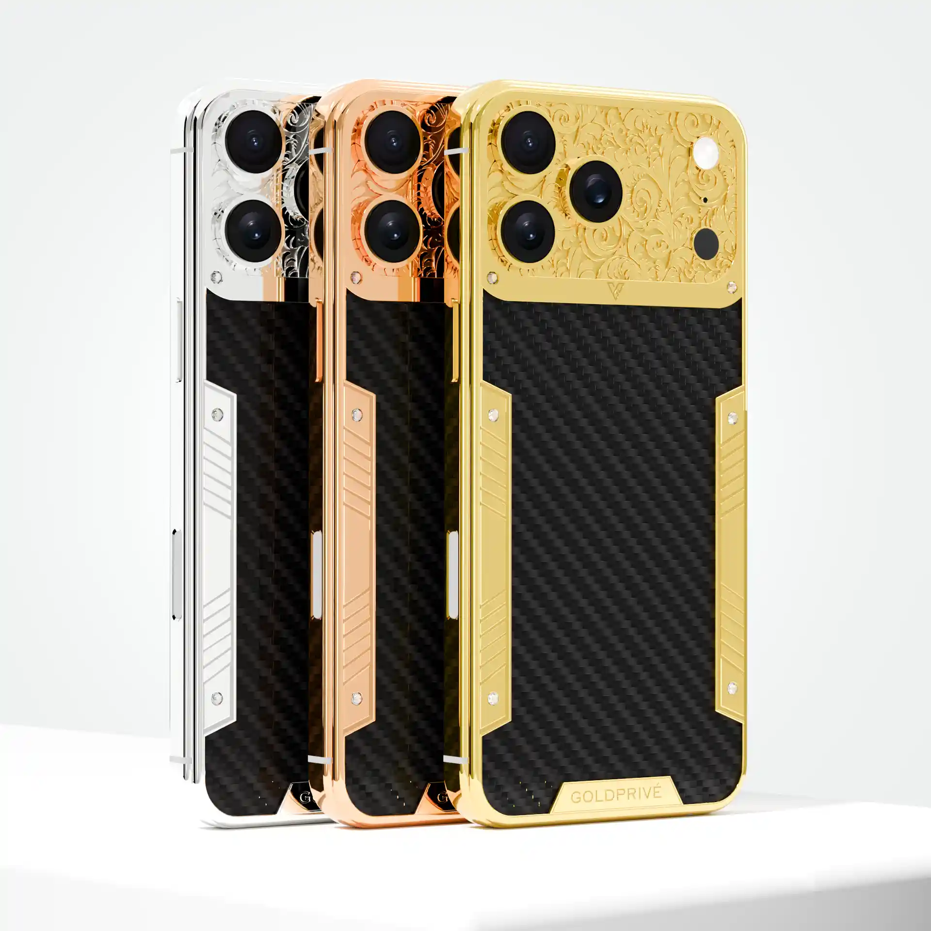 CarbonFiber Royale iPhone 17 Pro and Pro Max customized in 24K gold with premium carbon fiber luxury detailing