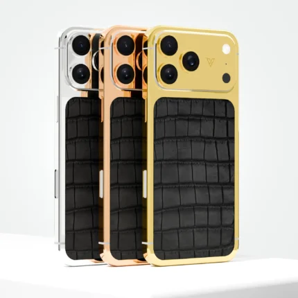 24K Gold iPhone 18 Pro and Pro Max Wild Elegance leather case by GoldPrivé