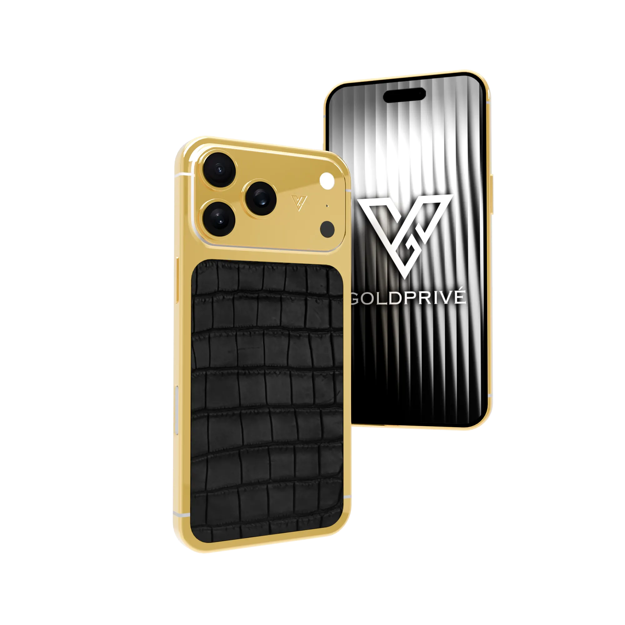 Exotic Skin iPhone 18 Pro and Pro Max customized in 24K gold with artistic luxury pattern