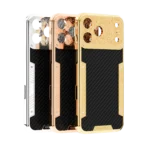 Carbon Royal Gold iPhone 18 Pro and Pro Max case with 24K gold and Flora carbon fiber design
