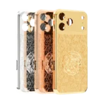Le Lion Fleur Gold iPhone 18 Pro and Pro Max case with engraved lion and floral motif