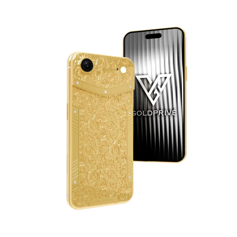 Flora iPhone Air customized in 24K gold with floral engraved luxury design