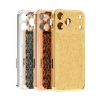 Botanica Gold iPhone 18 Pro and Pro Max case with baroque Flora floral pattern engraved into gold plating