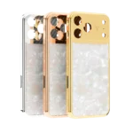 Regal Full Pearl Gold iPhone 18 Pro and Pro Max case with real Mother of Pearl inlays