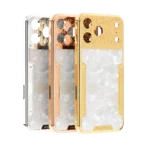 Royal Gold iPhone 18 Pro and Pro Max case with real Mother of Pearl in a baroque Flora motif