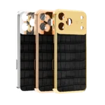 Crocodile Leather Wild Elegance Gold iPhone 18 Pro and Pro Max case with genuine crocodile leather texture