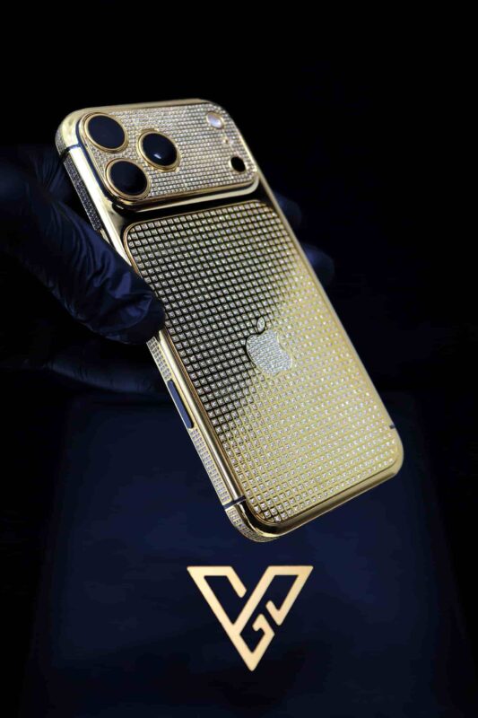 Supernova iPhone 18 Pro Max customized in 24K gold with radiant luxury pattern and premium finish