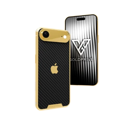 Carbon iPhone Air 2 customized in 24K gold with carbon fiber luxury finish and premium design