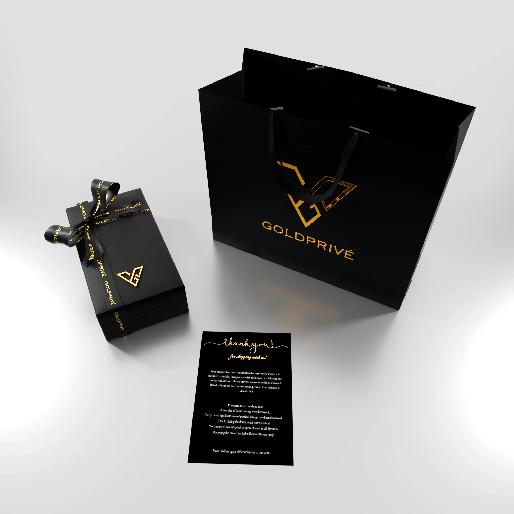 GoldPrivé signature black leather presentation box for the 18K solid gold iPhone 18 Pro Max collection