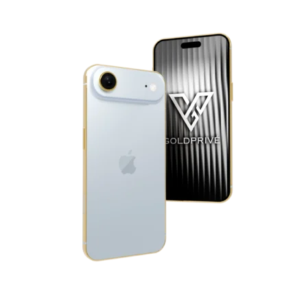 Sky Blue Classic iPhone Air 2 customized in 24K gold with premium blue finish and modern luxury styling