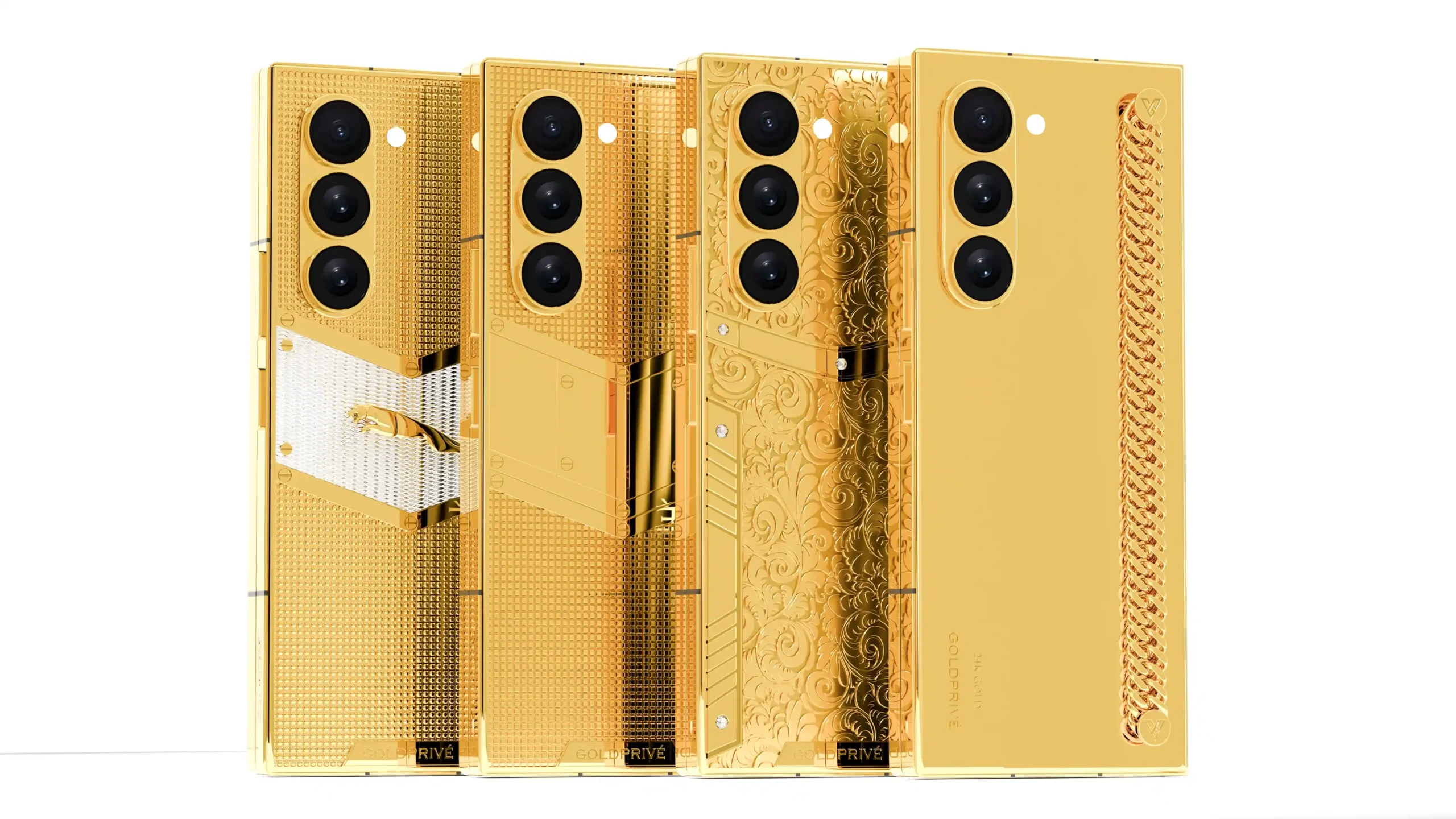 Samsung smartphones customized in 24K gold with luxury finishes and premium detailing by Goldprive
