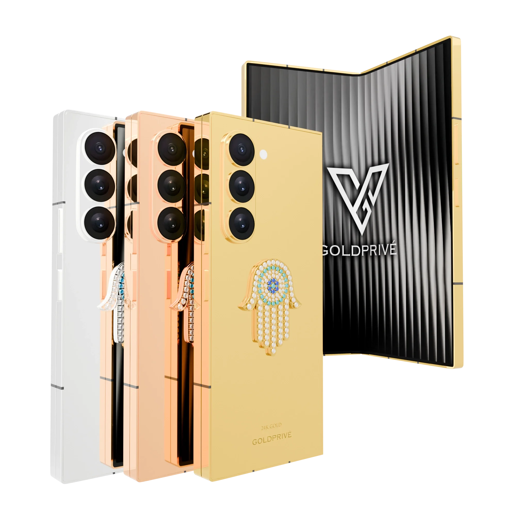 3n1 (84) Hamsa Eye Amulet Samsung Galaxy Fold7 in 24K Gold, Rose Gold & Platinum - Image 1