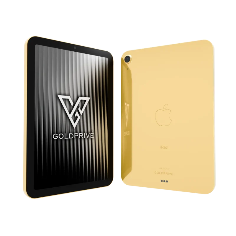 24K Gold iPad Air finish detail — precious-metal rear surface with personalised engraving