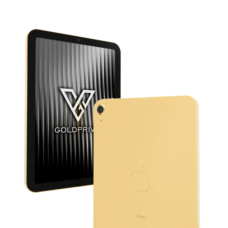 24K Gold iPad Air shown with Magic Keyboard and Apple Pencil Pro as a versatile luxury working device