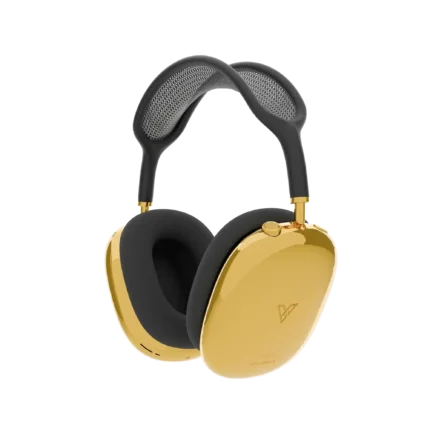 AirPods Max customized with gold finish and black headband for a premium luxury look