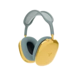 Apple AirPods Max customized with gold ear cups and blue headband for a luxury finish