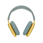 Front view of AirPods Max customized in gold with luxury headband design