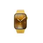 Gold Apple Watch front view with integrated bracelet and premium design