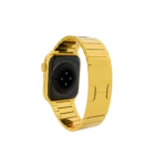 Back view of Apple Watch customized in gold with premium metal bracelet