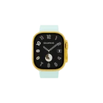 Apple Watch Ultra 3 with White Ice Blue Ocean Band customized in gold with luxury dial