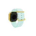 Back view of Apple Watch Ultra 3 White Ice Blue Ocean Band showing sensors and strap