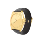 Gold watch with black strap and premium polished dial design