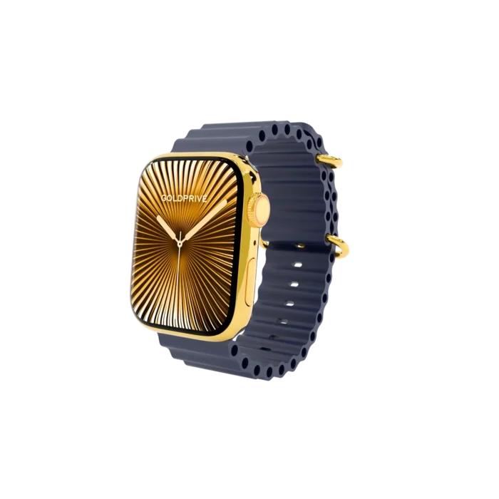 Marine Blue Gold Apple Watch Series 12 in 24K Gold, Rose Gold, Platinum
