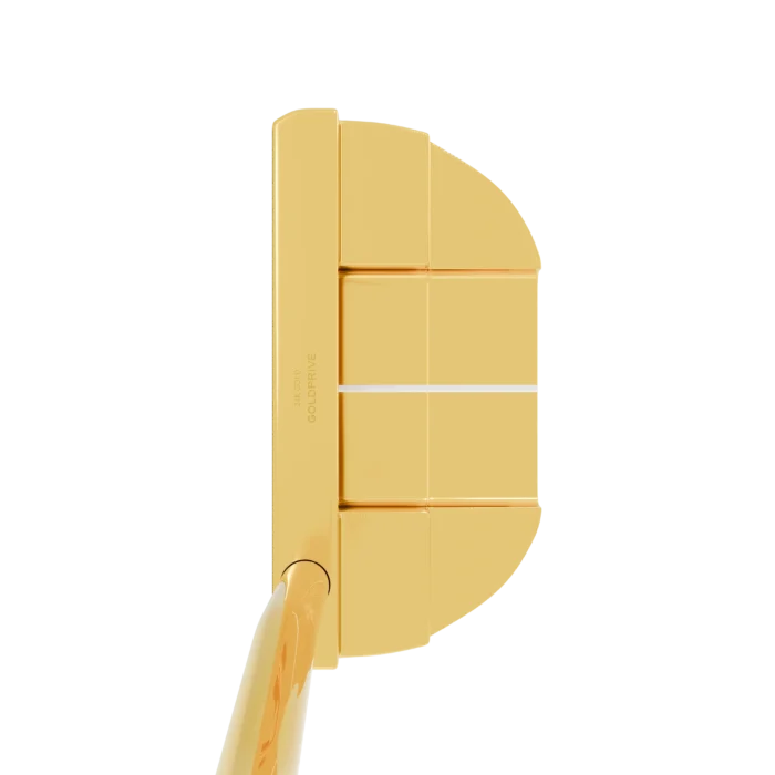 Back design of 24K gold Ping PLD DS72 putter highlighting premium milled structure and luxury finish