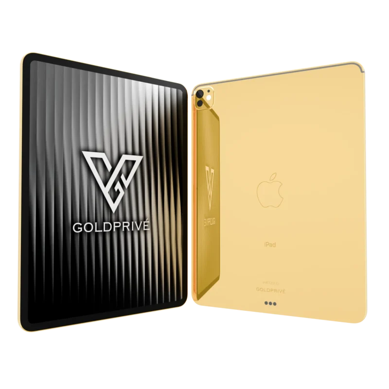 24K Gold iPad Pro finish detail — precious-metal rear surface with bespoke engraving