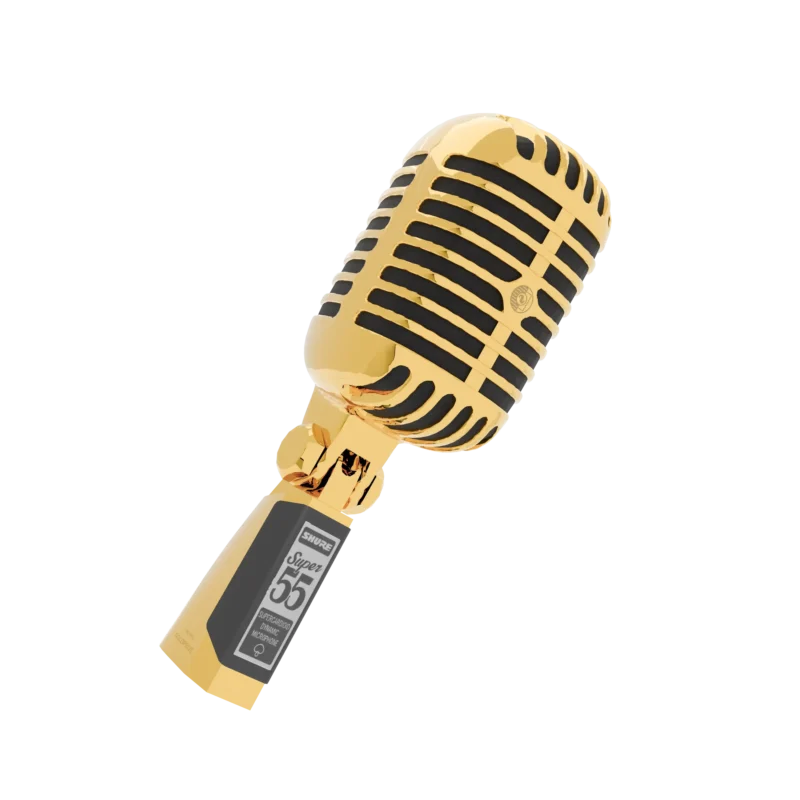 24K Gold Microphone by GoldPrivé — Shure Super 55 Deluxe vintage microphone hand-plated in 24K gold