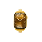 Front view of gold Apple Watch with polished sunburst dial and luxury finish