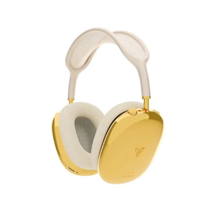 AirPods Max customized with gold finish and starlight headband for a premium luxury style