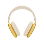 Apple AirPods Max customized in gold with starlight headband displayed in front view