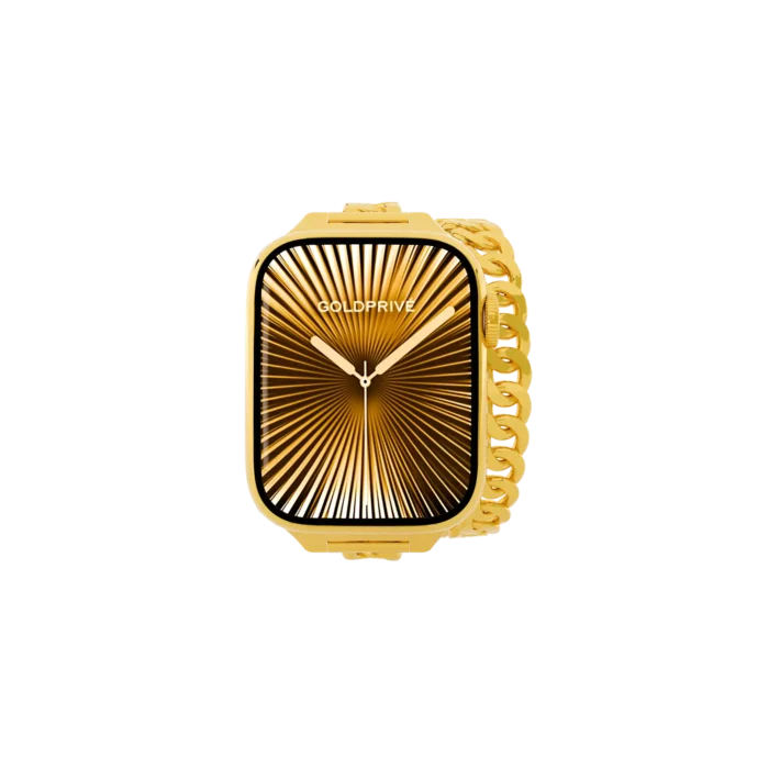 Apple Watch gold dial close-up with premium textured finish