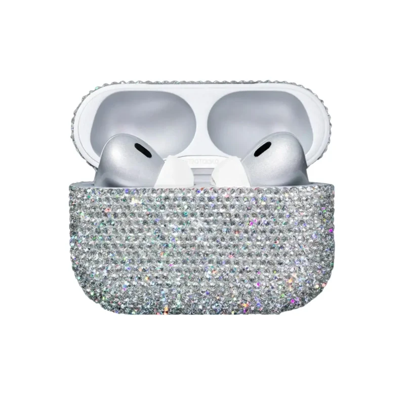 Gold AirPods Pro 3 by GoldPrivé — Swarovski Crystal AB Edition with iridescent Aurora Borealis Swarovski crystals