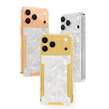 GoldPrivé Royal Gold iPhone 18 Pro Max with Mother of Pearl Flora inlay