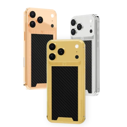 GoldPrive Carbon Royal Elite 24K Gold iPhone 18 Pro Max with carbon fiber inlay