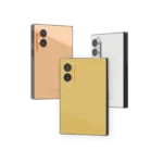 Prestige Gold Samsung Galaxy Z Fold8 shown in Rose Gold, 24K Gold and Platinum with polished backs and pill-shaped camera islands