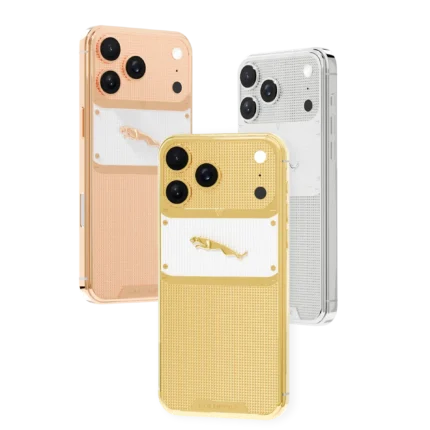 GoldPrivé Sovereign Gold iPhone 18 Pro Max with sculpted 3D Jaguar emblem