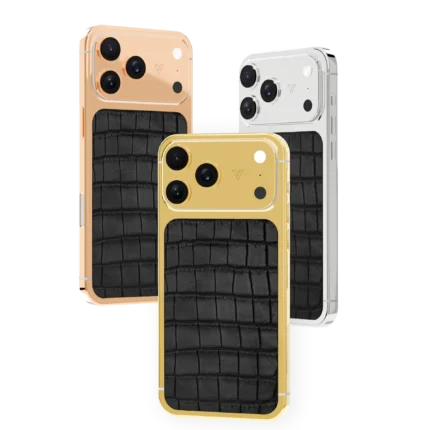GoldPrivé Wild Elegance Gold iPhone 18 Pro Max with WildGrace Link crocodile leather chain pattern