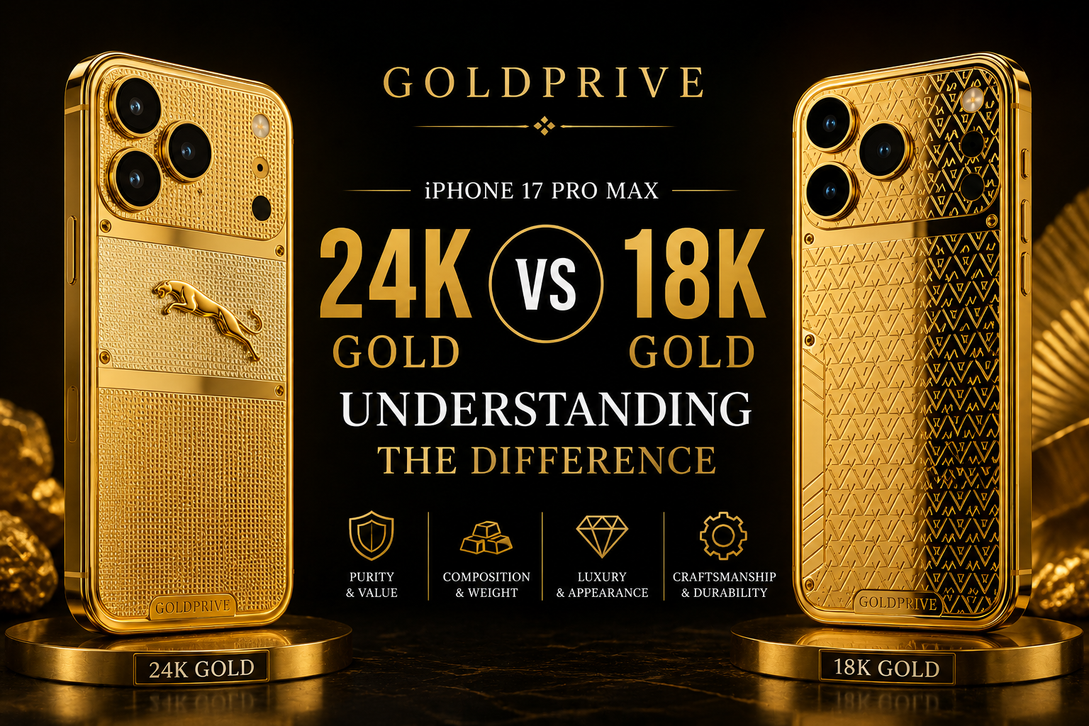 24K Gold vs 18K Gold iPhone - Understanding the Difference by GoldPrivé