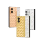 Pearl Knot Gold Samsung Galaxy Z Fold8 in Rose Gold, 24K Gold and Platinum with a woven lattice, name bar and mother of pearl